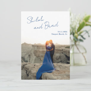 Shiloh Navy Blue Modern Elegant Wedding Save The Date