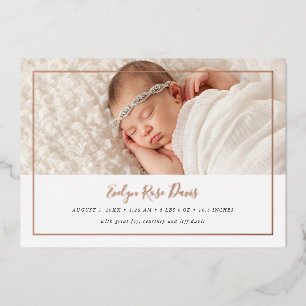 Shimmer 3 Photo Real Foil Birth Announcement Card