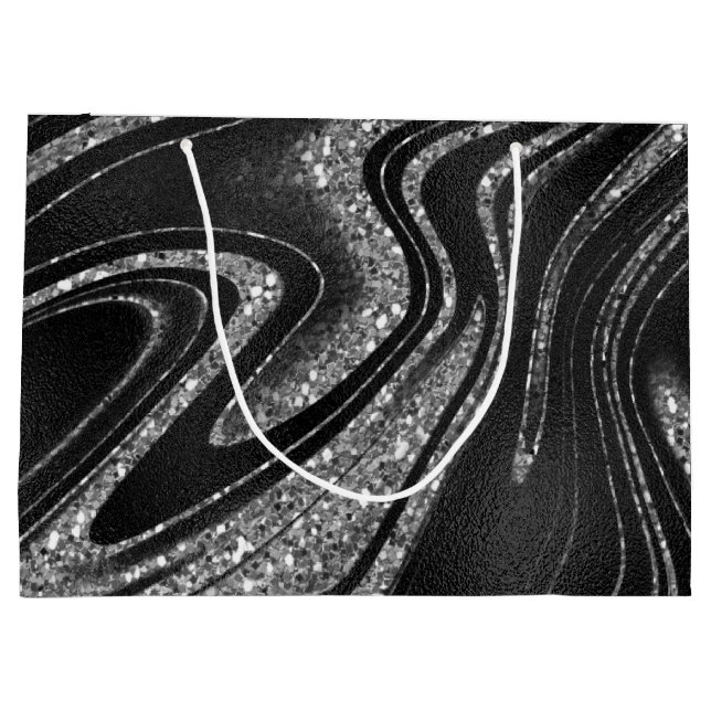 Shimmer Black Sparkle Glitter  Large Gift Bag (Back)