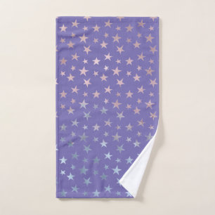 Shimmer Dreams Stars Purple, Pink, and Blue Hand Towel