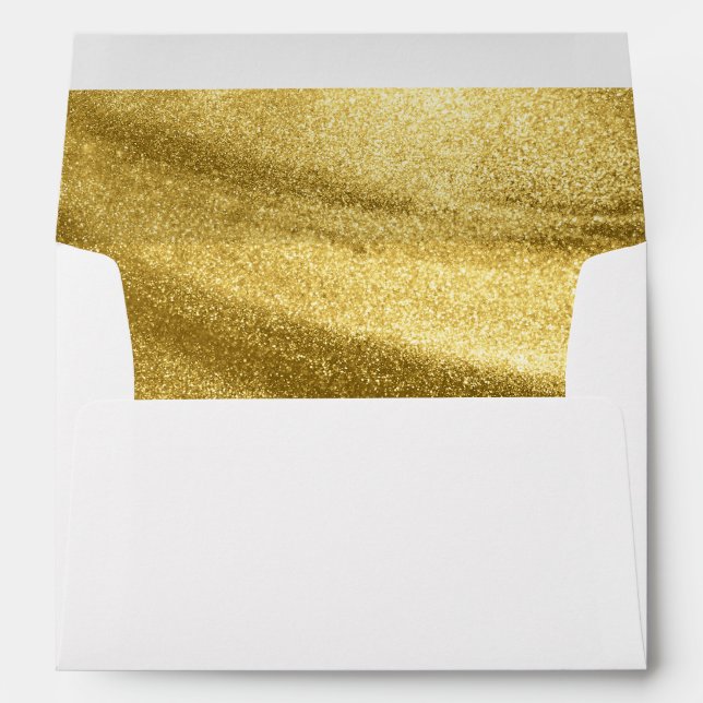 Shimmer Faux Gold Glitter Return Address Envelope (Back (Bottom))