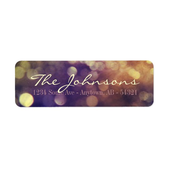 Shimmer Gold City Lights Night Bokeh Blur Purple Return Address Label