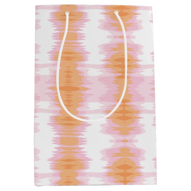 Shimmer Ikat in Pink and Orange Medium Gift Bag (Front)
