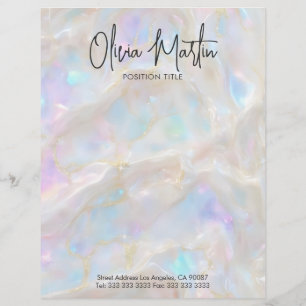Shimmer Opal Iridescent Background Custom Letterhead