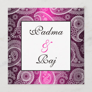 Shimmer Pink and White Paisley Wedding Invitation