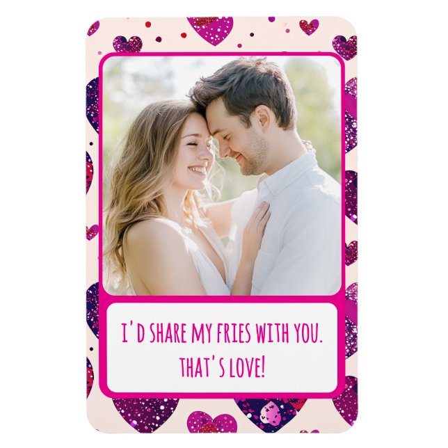 Shimmer Purple Heart Share My Fries Flexible Magnet (Vertical)