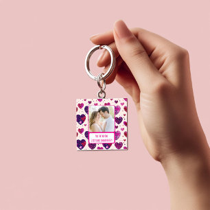 Shimmer Purple Heart Txt Back Immediately Key Ring