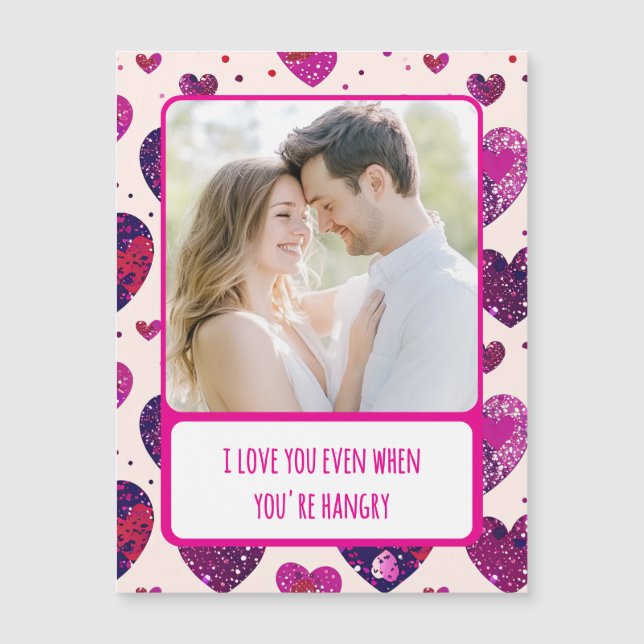 Shimmer Purple Heart You're Hangry Magnetic Card (Front)