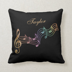 Shimmer Rainbow Personalised Musical Notes Pillow