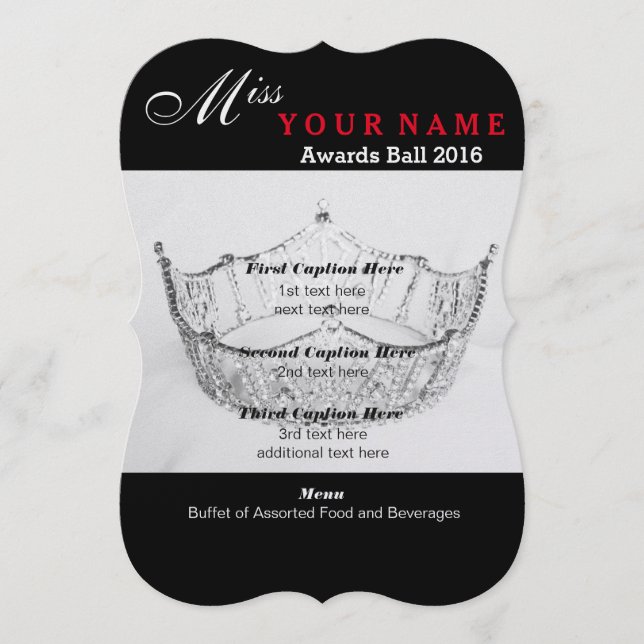 Shimmer Silver Crown Awards Ball Program Card (Front)