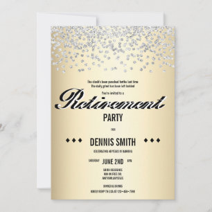 Shimmer   Silver Glitter Confetti Retirement Party Invitation