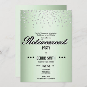Shimmer Silver Glitter Confetti Retirement Party Invitation
