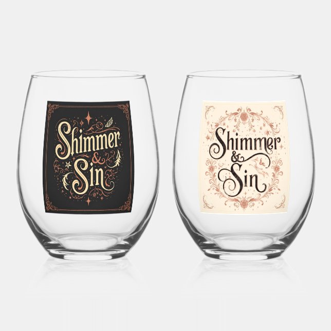 Shimmer & Sin Gothic Wine Glass Set | Dark Glam (Front)