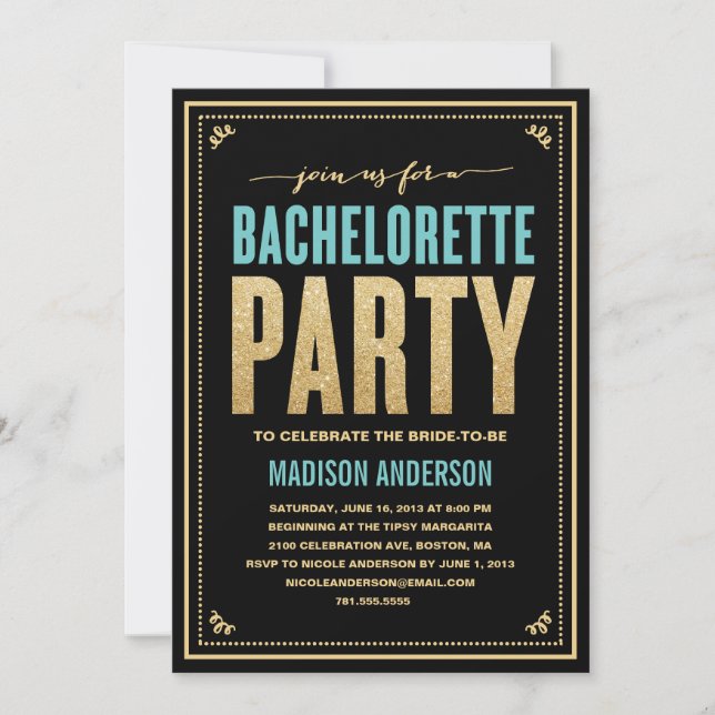 SHIMMER & SPARKLE | BACHELORETTE PARTY INVITATION (Front)