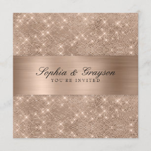 Shimmer Strip Gold Sparkle Wedding Invite