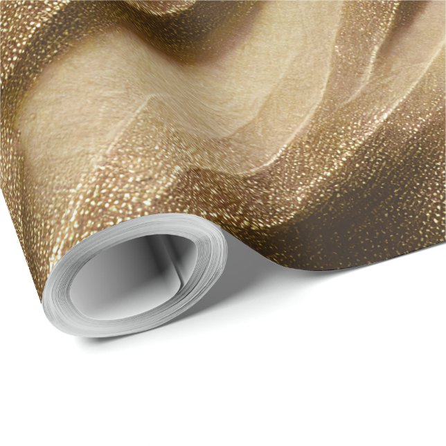 Shimmer Texture Glitter Gold Pattern Wrapping Paper (Roll Corner)