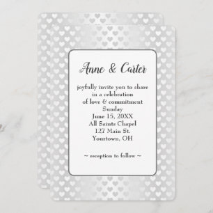 Shimmer White Wedding Hearts Invitation