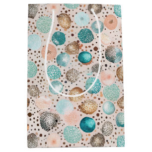 Shimmering Abstract Dot Pattern in Turquoise, Pink Medium Gift Bag