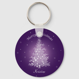 Shimmering Amethyst Christmas Tree Keychain
