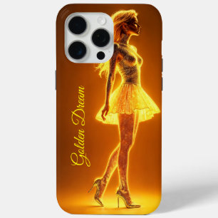 Shimmering beauty in stylish golden dress art iPhone 15 pro max case