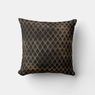 Shimmering Black & Gold Glitter Dragon Scales Cushion