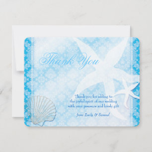 Shimmering Blue Beach Wedding Thank You Card