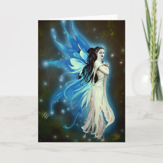 Shimmering Blue Faerie - Greetings Card by Neil