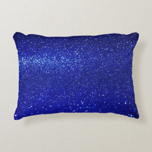 Shimmering Blue Glitter Canvas Decorative Cushion