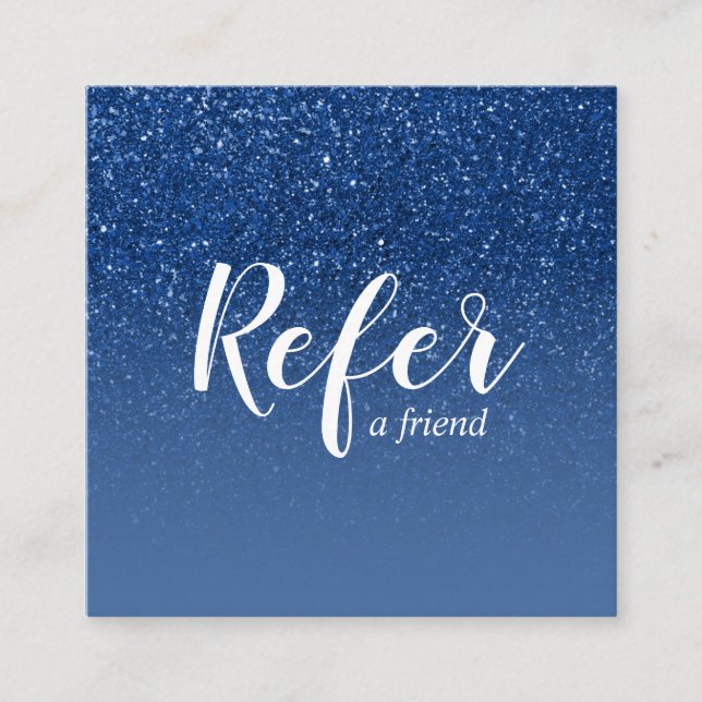 Shimmering Blue Glitter Ombre Glam Chic Referral Card (Front)