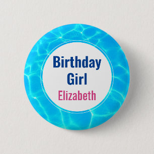 Shimmering Blue Pool Water Reflections Photo 6 Cm Round Badge