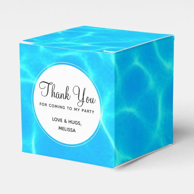 Shimmering Blue Pool Water Reflections Photo Favour Box (Front Side)