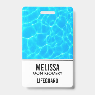 Shimmering Blue Pool Water Reflections Photo ID Badge