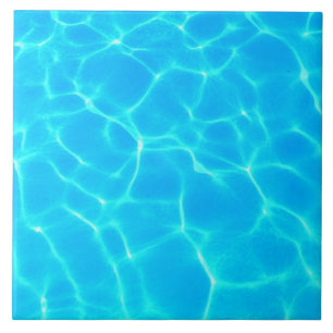 Shimmering Blue Pool Water Reflections Photo Tile