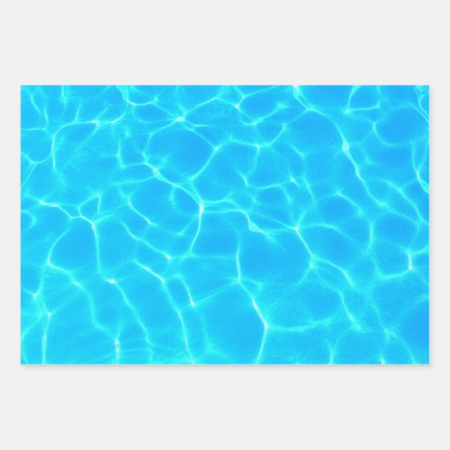 Shimmering Blue Pool Water Reflections Photo Wrapping Paper Sheet (Front)