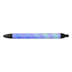 Shimmering Blue/Purple Mermaid Scales Black Ink Pen