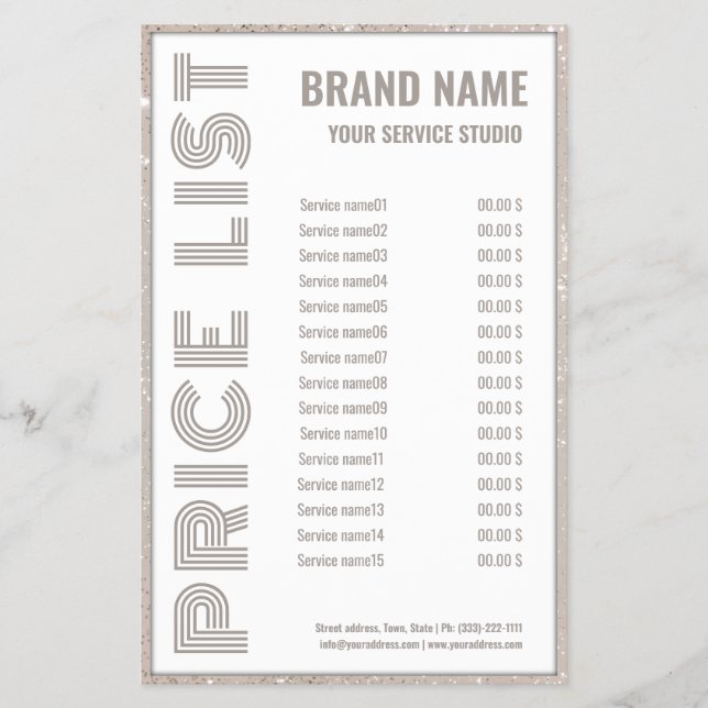 Shimmering Border Beauty Salon Price List Flyer (Front)