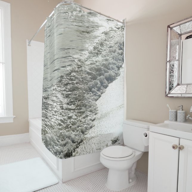 Shimmering Caribbean Ocean Glam 1 Shower Curtain (In Situ)