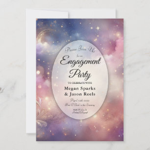 Shimmering Celestial Stardust Skies Engagement Invitation