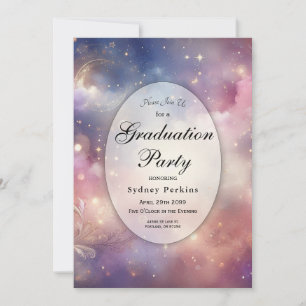 Shimmering Celestial Stardust Skies Graduation Invitation