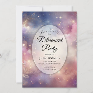 Shimmering Celestial Stardust Skies Retirement  Invitation