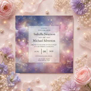 Shimmering Celestial Stardust Skies Wedding Invitation