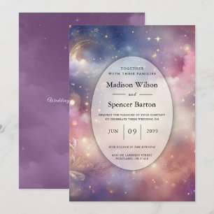 Shimmering Celestial Stardust Skies Wedding Invitation