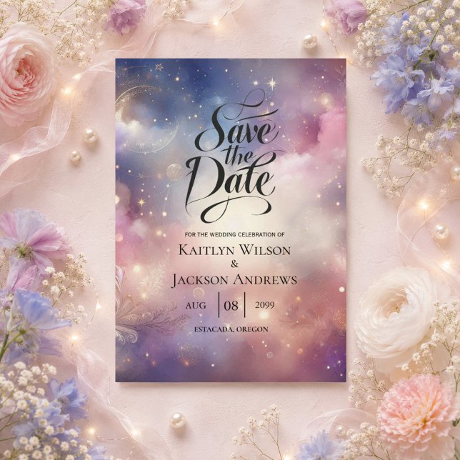 Shimmering Celestial Stardust Skies Wedding Save The Date (Creator Uploaded)
