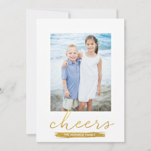 Shimmering Cheers Faux Gold Foil Holiday Card