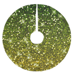 Shimmering Dark Green Gold Glitters Brushed Polyester Tree Skirt