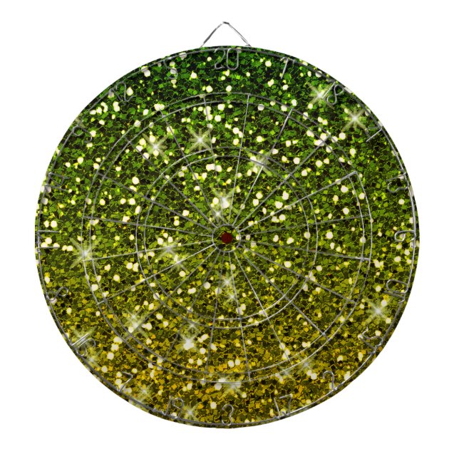 Shimmering Dark Green Gold Glitters Dartboard (Front)