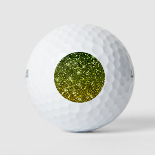 Shimmering Dark Green Gold Glitters Golf Balls
