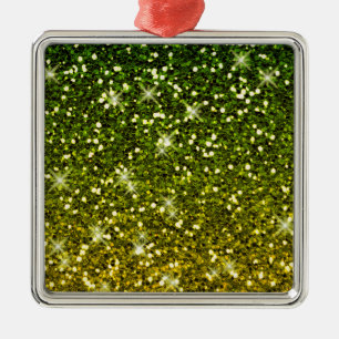 Shimmering Dark Green Gold Glitters Metal Tree Decoration