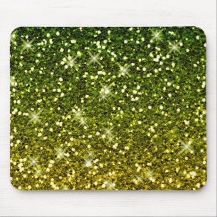 Shimmering Dark Green Gold Glitters Mouse Mat
