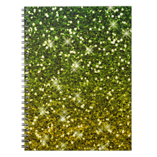 Shimmering Dark Green Gold Glitters Notebook